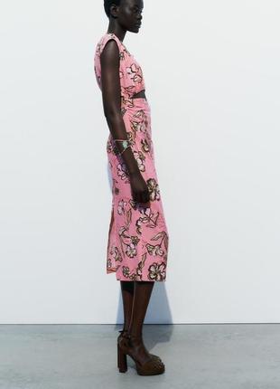 Платье безрукавка розовое льняное zara new4 фото