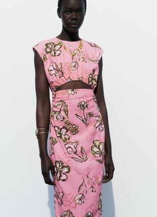 Платье безрукавка розовое льняное zara new2 фото