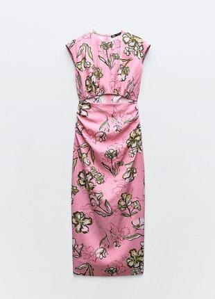 Платье безрукавка розовое льняное zara new5 фото