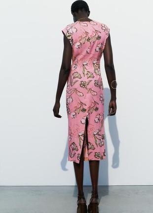 Платье безрукавка розовое льняное zara new3 фото