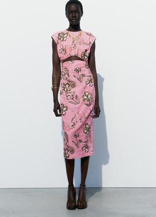 Платье безрукавка розовое льняное zara new1 фото