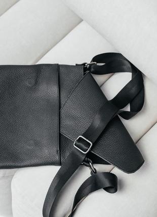 Мужская барсетка с клапаном, черная сумка через плечо из натуральной кожи, классический мессенджер3 фото