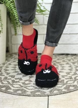Домашние тапочки «божьи коровки» детские3 фото