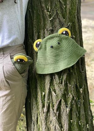 Лягушка панама шляпка летняя вязаная9 фото
