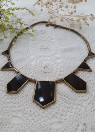 Кольє вінтаж латунь з холодною емаллю арт-деко