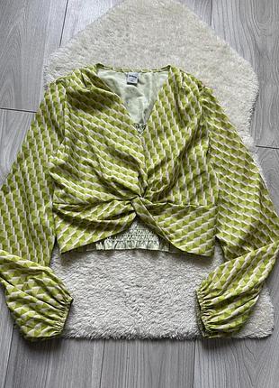 Топ блуза принт со сборкой