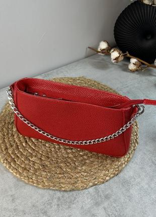 Женская кожаная сумочка, стильная сумка из натуральной кожи, маленькая красная сумка на плече7 фото