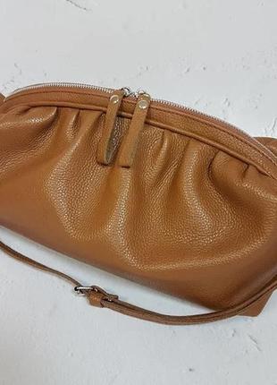 Сумка-пельмень женская натуральная кожа, гончарная глина флотар 340
