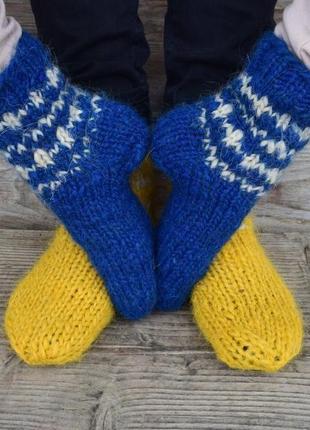 Сині та жовті шкарпетки, сет вовняних шкарпеток, тематичні шкарпетки7 фото