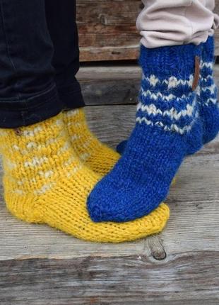 Сині та жовті шкарпетки, сет вовняних шкарпеток, тематичні шкарпетки2 фото