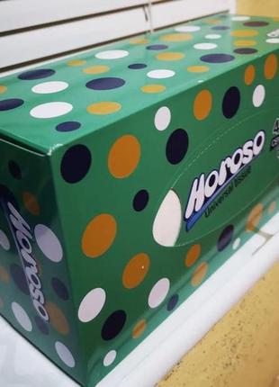 Серветки косметичні horoso картонна упаковка 3 шари 400 шт3 фото