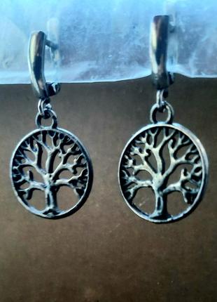 Дизайнерські срібні 925 ексклюзивні дивовижно гарні символічні сережки "дерево життя"4 фото