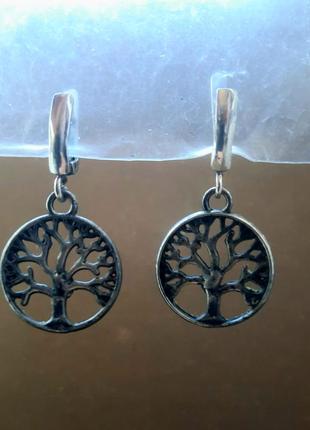 Дизайнерські срібні 925 ексклюзивні дивовижно гарні символічні сережки "дерево життя"6 фото