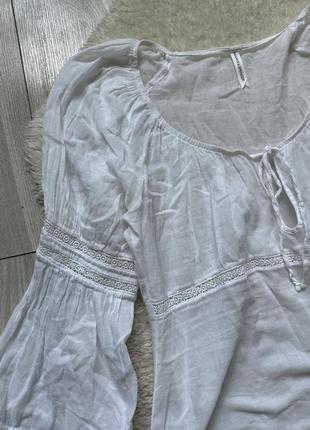Накидка туніка бавовняна блуза подовжена біла пляжна3 фото
