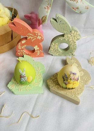 Великодній декор - кролики, підставка під яйце, в наявності6 фото
