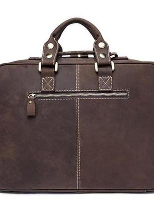 Сумка - портфель wild leather / мужской / кожа / коричневая с ремнем на плечо3 фото