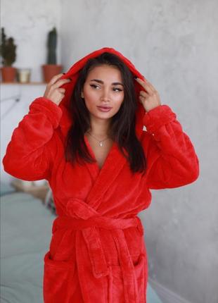 Однотонні махрові халати з капюшоном довгі і короткі
