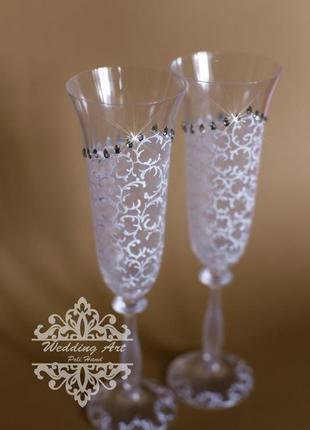 Свадебные бокалы с росписью4 фото