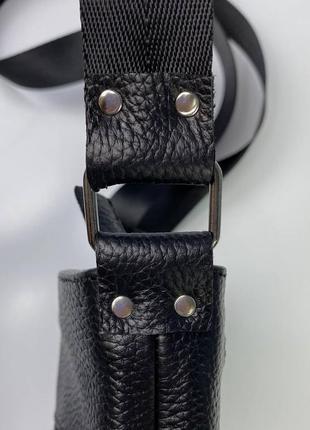 Мужская кожаная барсетка, черная сумка через плечо из натуральной кожи, классический мессенджер3 фото