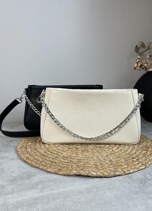 Женская кожаная сумочка, стильная сумка из натуральной кожи, маленькая бежевая сумка на плече5 фото