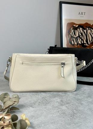 Женская кожаная сумочка, стильная сумка из натуральной кожи, маленькая бежевая сумка на плече2 фото