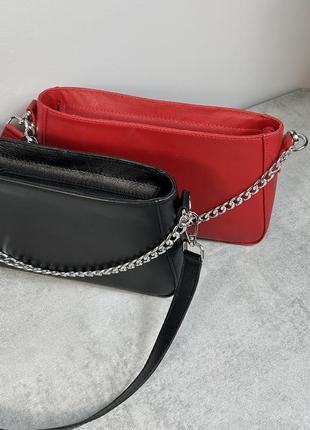 Женская кожаная сумочка, стильная сумка из натуральной кожи, маленькая красная сумка на плече8 фото