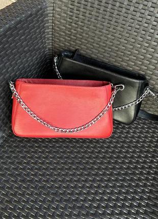 Женская кожаная сумочка, стильная сумка из натуральной кожи, маленькая красная сумка на плече4 фото