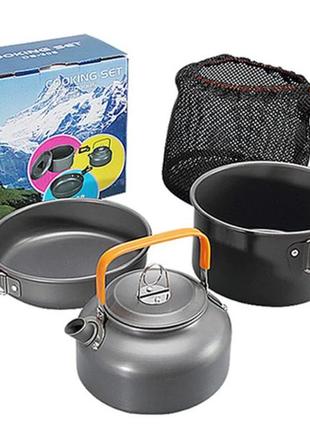 Набір посуду туристичний cooking set ds-308 orange