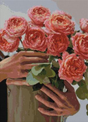 Картина алмазна мозаїка букет півонієвидних троянд1 фото