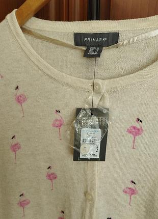 Primark легкий кардиган с розовым фламинго4 фото