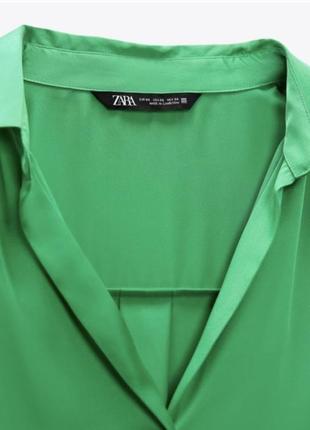 Зеленая атласная блуза zara4 фото