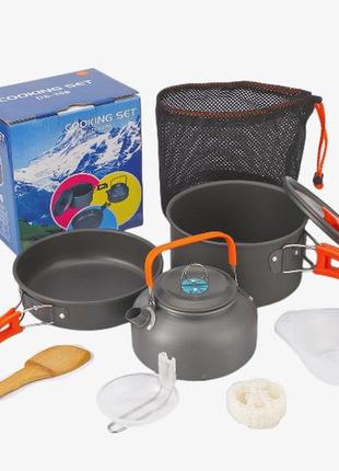 Набор посуды туристический cooking set ds-308 a2 orange