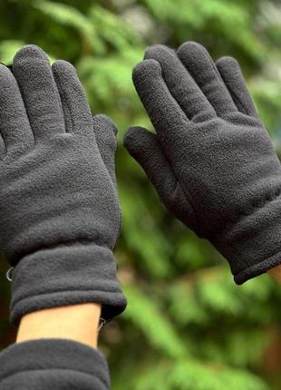 Перчатки флисовые warm черный1 фото