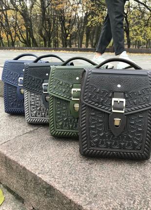 Сумка кожаная с тиснением подкова. кожаная сумка на плечо с тиснением, сумка ручной работы из кожи 3
