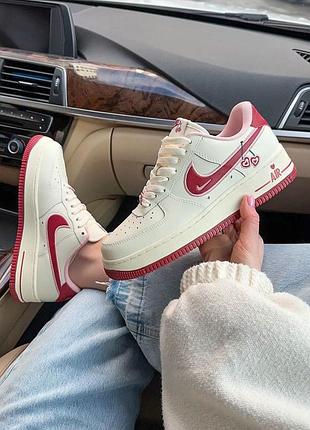 Стильные женские кроссовки nike air force 1 low cherry белые с вишенками