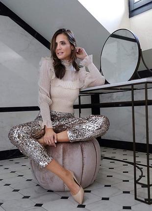 Красивые штанишки в пайетках от zara, эффектные брюки, пайетки