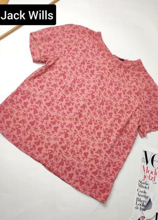 Блуза женская розового цвета в прирт с короткими рукавами от бренда jack wills xs