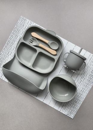 Набор детской силиконовой посуды для первого прикорма, 6 предметов