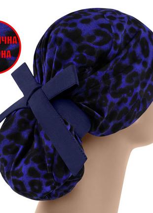 Медична шапочка шапка жіноча тканинна бавовняна багаторазова принт леопард