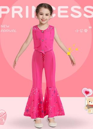 Дитячий костюм для дітей, для дівчинки барбі малиновий брюки жилетка пов'язка на шию р. 90-1401 фото