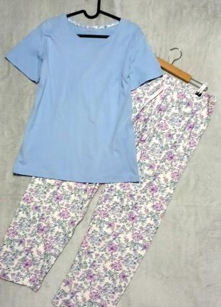 Трикотажная коттоновая женская пижама, домашний костюм jeff&amp;co размер 12-14