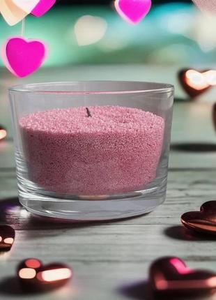 Насыпная свеча (пальмовый насыпной воск) 200 грамм розового цвета + 20 см. фитиля