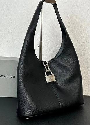 Сумка в стиле balenciaga черная кожа шоппер