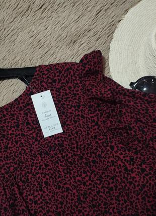 Шикарная блуза леопард с рюшами и объемными рукавами/блузка/рубашка5 фото