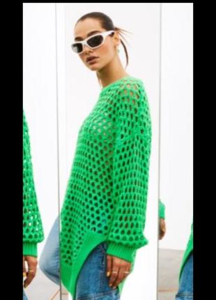 Новый ажурный свитер h&m джемпер сетка ассиметричный дырки крупная ячейка1 фото