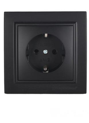 Розетка із заземленням термопластик 16 a графіт