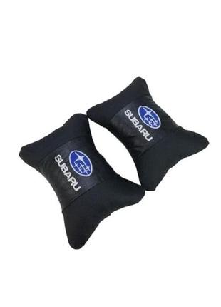 Подушки-підголівники subaru чорні з логотипом (2 шт)