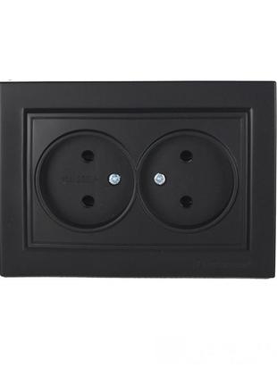 Розетка подвійна без заземлення 16 a графіт