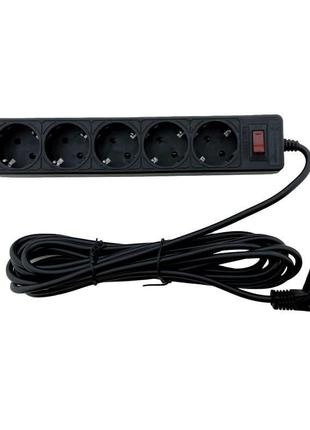 Мережевий фільтр 5 гнізд із заземленням, 5 м чорний