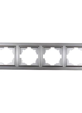 Рамка чотиримісна enzo срібний камінь